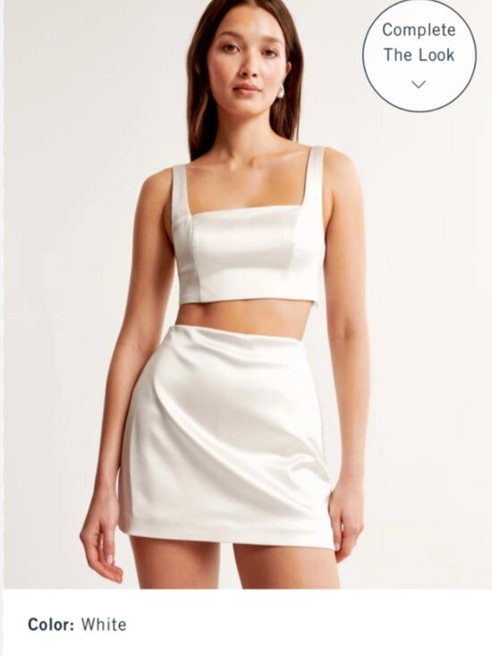 Abercrombie & Fitch Dresses & Skirts - ABERCROMBIE & FITCH WHITE SATIN BRIDE MINI SKORT SKIRT SET - SMALL